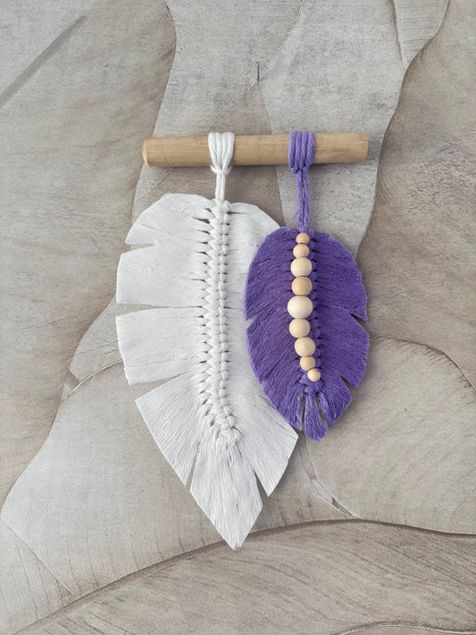 Macrame Wandhanger (Wit/Paars)
