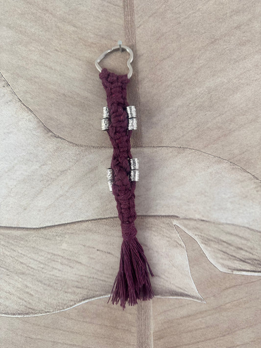Macrame Sleutelhanger (Bordeaux Rood)
